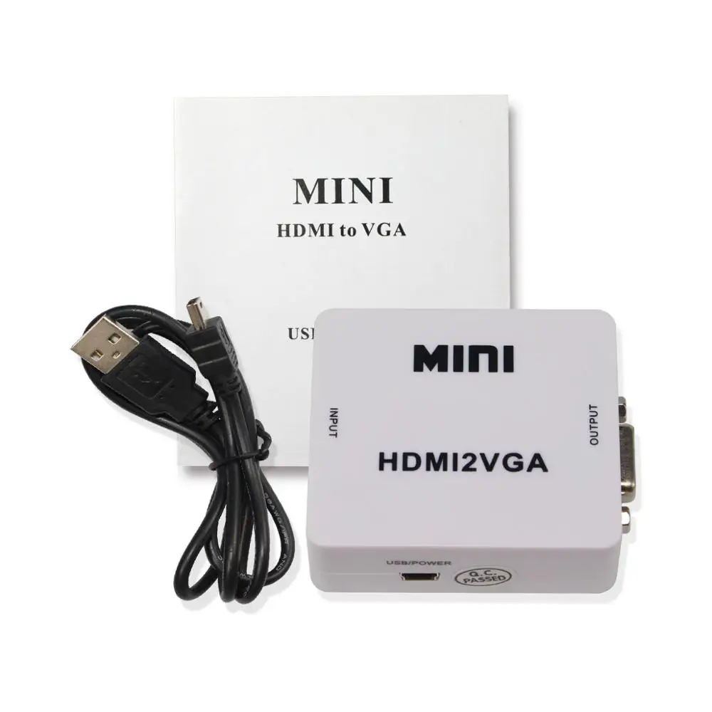 Переходник с 1080P HDMI на VGA HDMI2VGA адаптер 3 5 мм аудио + для ПК ноутбука проектор HDTV мини