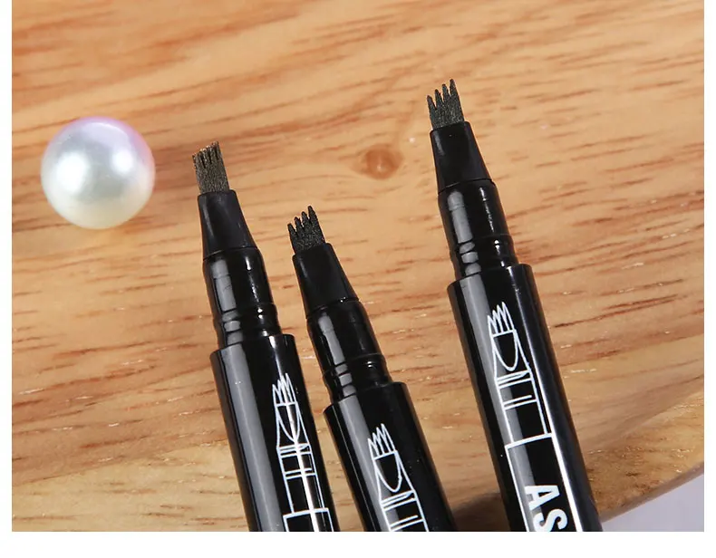 Waterproof Natural Fork Tip Eyebrow Tattoo Pen Eye Brow Tint Makeup Four Colors Pencil Brown Black Grey Brush | Красота и здоровье