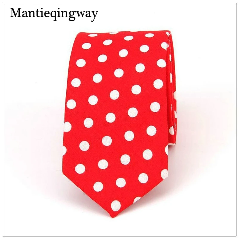 Mantieqingway 6 см хлопковый галстук в горошек для мужчин свадьбы деловые галстуки