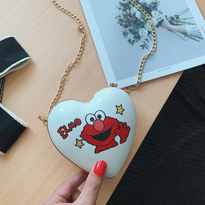 Kawaii, женские сумки на плечо с мультяшным принтом в форме сердца, милые женские сумки с ручками, женская сумка через плечо на цепочке, женская сумка в виде ракушки - Цвет: red