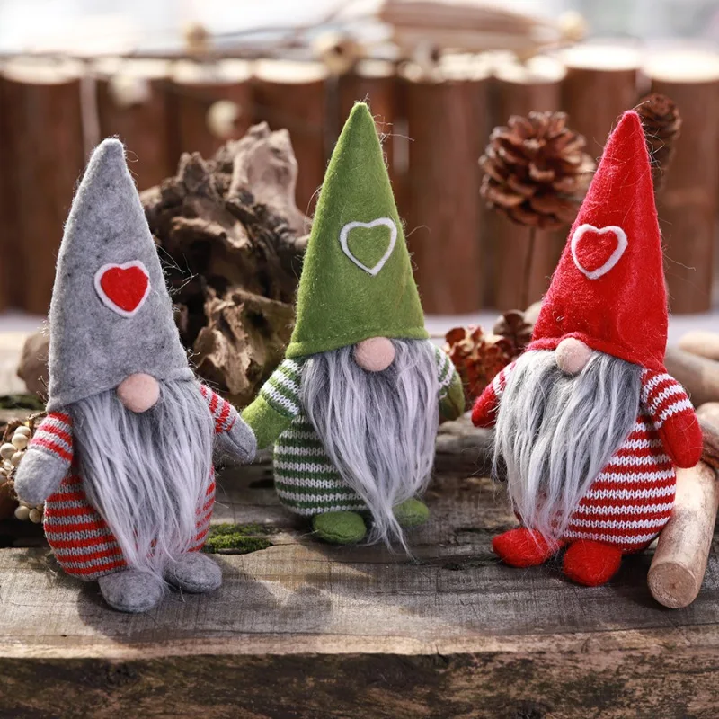 Xmas Кепка с рисунком сердца Санта Клаус статуэтки украшение на Рождество гном