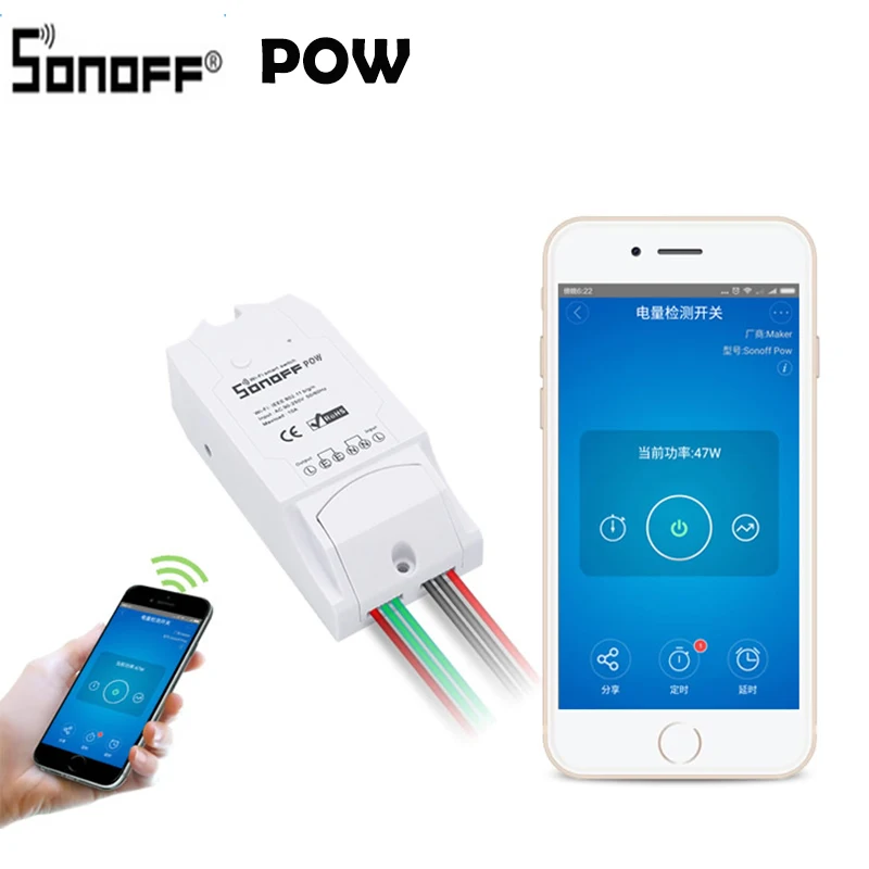 Sonoff Pow Smart переключатель Wi Fi контроллер с реальным временем мощность измерения потребления 16A/3500 Вт устройство «умный дом» через Android IOS