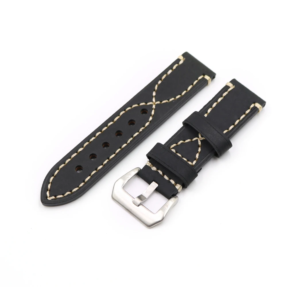 CARLYWET20 22 24 26mm Black Thick Strap Watch Band For Tag CARRERA Omega Montblanc Panerai Daytona Submariner Tissot | Наручные часы