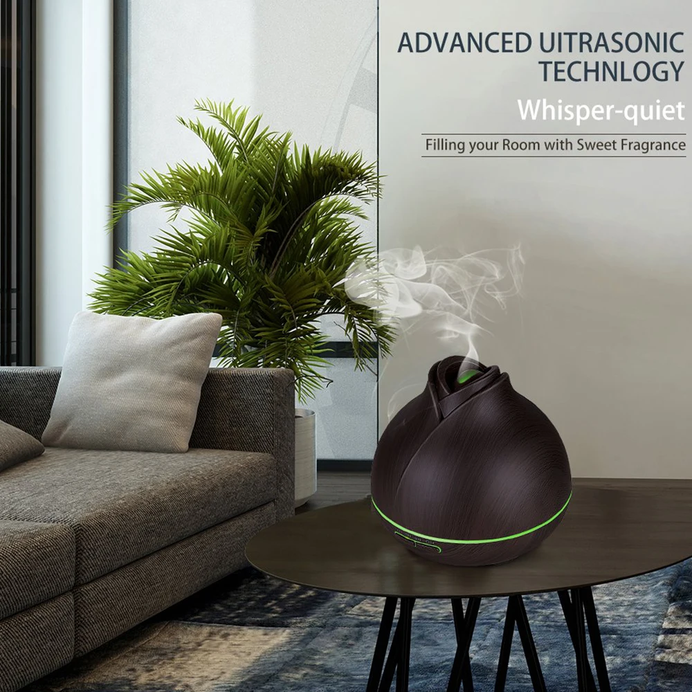 300ML Essential Oil Aroma Diffuser With Wood Grain Aromatherapy Ultrassonic Air Humidifier 7 Color LED Lights For Home | Бытовая