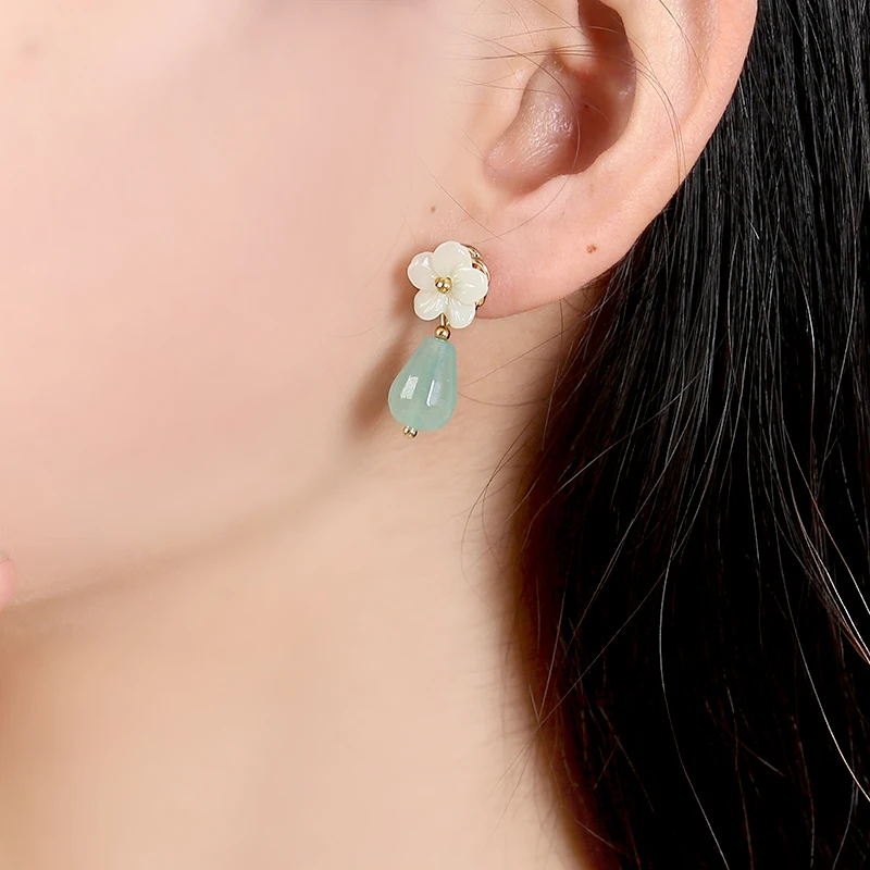 

Natural Women'S Earrings Fine Jewelry Classic Vintage Braided Jade Small Fresh Jewelry Earrings Free Shipping
