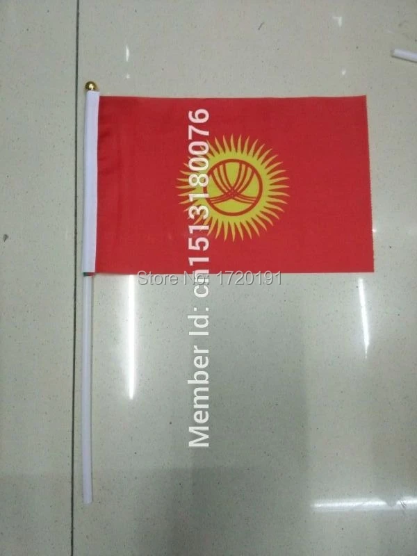 

2015 world flag with 14cm*21cm Flag of Kirghizstan hand waving the flag pole
