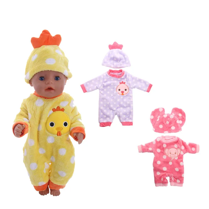 Cute Plush Chick&ampElephant Pajamas&ampNightclothes Fit 18 Inch American&amp43 CM Baby Doll Clothes Accessories Girl's Toys Generation |