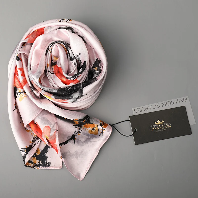 

[FEILEDIS] 2019 Silk Scarf Fashion Women's Shawl Multi-purpose Scarf Double-sided Replacement Use Scarf Series FD018
