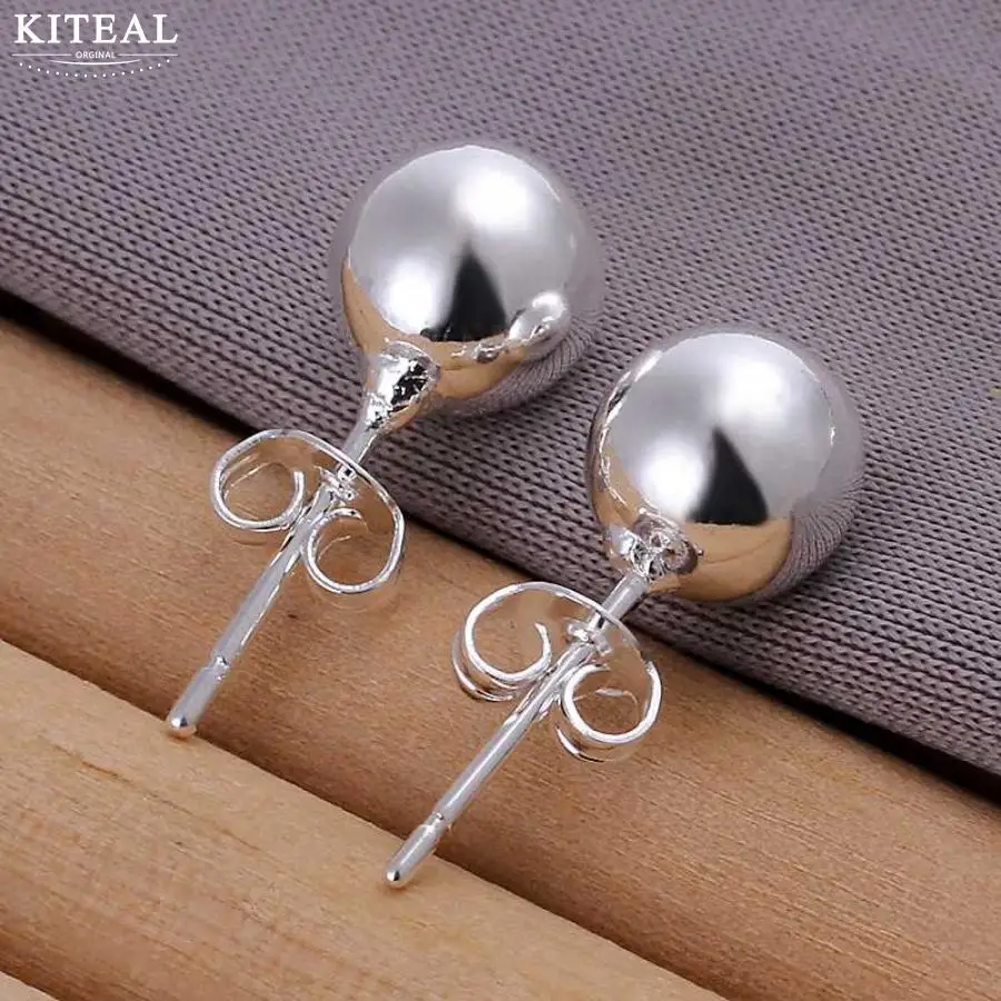 Оптовая продажа серьги Kiteal с бусинами 4 мм 5 6 8 серебряным покрытием для женщин