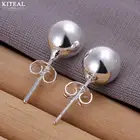 Kiteal оптовая продажа 4 мм 5 мм 6 мм 8 мм бусины посеребренные серьги для женщин 925 ювелирные изделия серебряные серьги подарок на Рождество