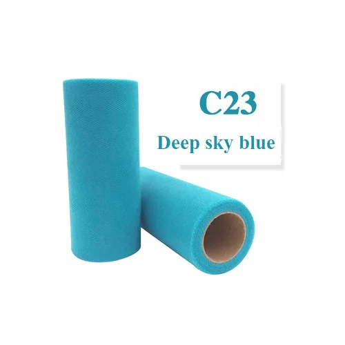 C23 Deep sky blue Тюлевая юбка-пачка «сделай сам» из органзы для свадебной вечеринки, 15 см, 22 м - Цвет: C23 Deep sky blue