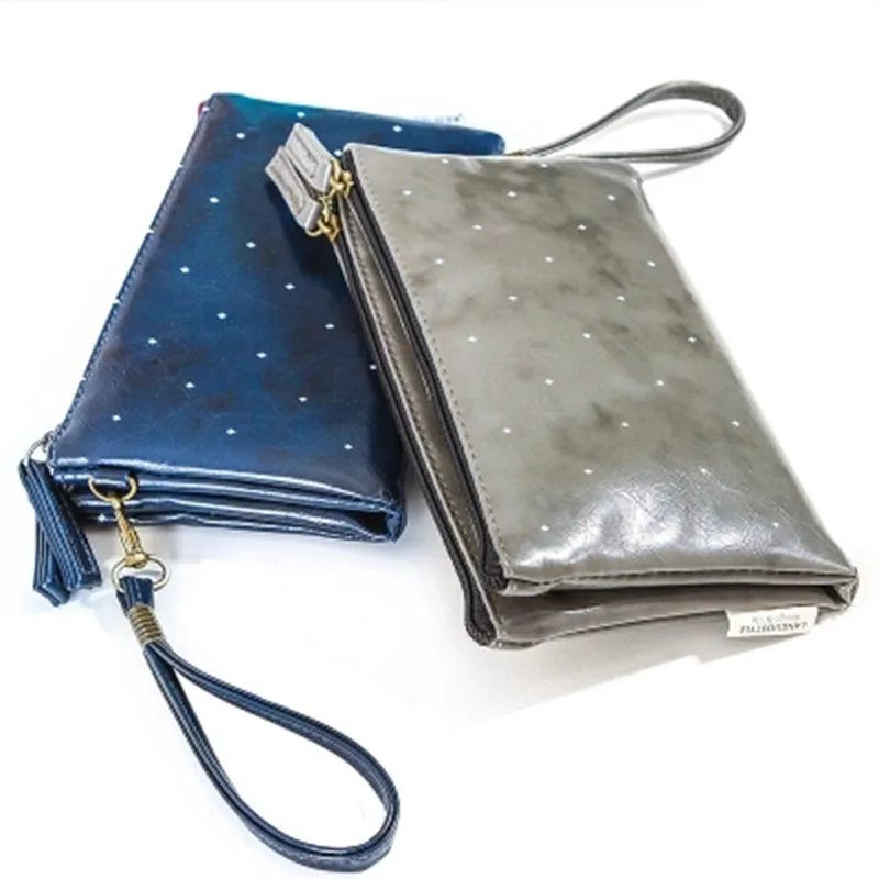 

Charming Star Double Clutch Bag PU Zipper European Design Pencil Cases School Office Stationery Gift Cheaper Hand Bag Pencil Bag