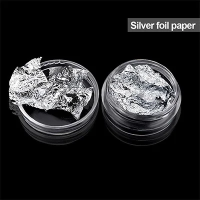 Silver 1 коробка, блестящая наклейка для дизайна ногтей, золотой, серебристый неправильной формы, алюминиевая фольга, бумага, 3D Маникюр, УФ-Гель-лак, сделай сам, украшение для ногтей J11 - Color: Silver