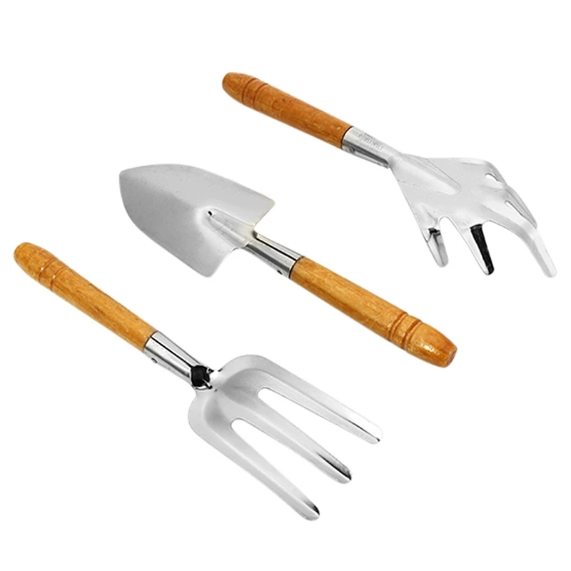 3 шт. лопата из нержавеющей стали грабли деревянная ручка Сад посадки Tool Kit|Наборы