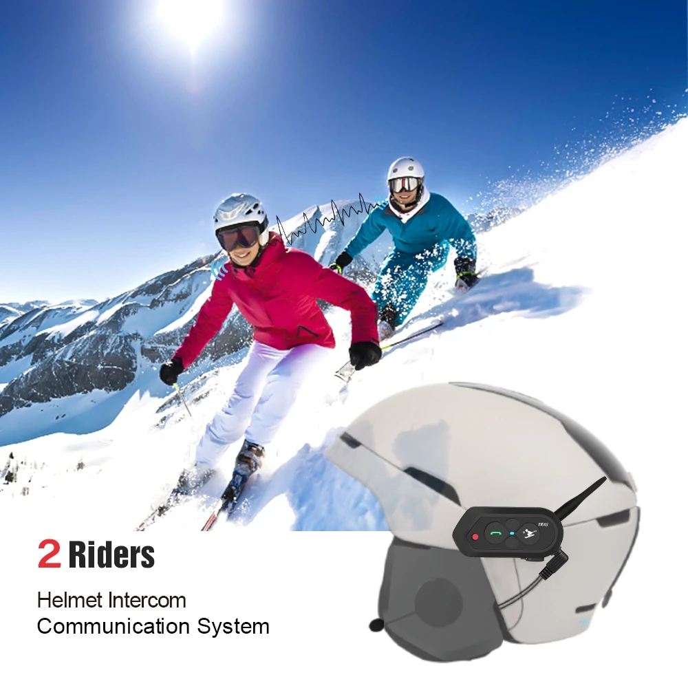 EJEAS SKI10 1000 м Bluetooth, гарнитура для лыжного шлема, домофон, беспроводной интерком, Intercomunicador Interphone для 2 лыжников Freedconn