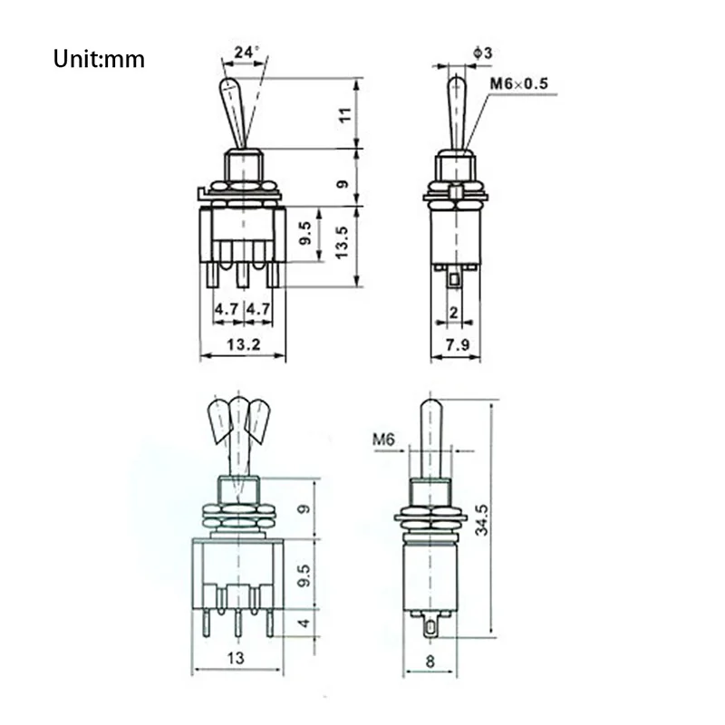 SPDT MTS 103 Красный 3 Контактный ВКЛ ВЫКЛ мини позиционный тумблер AC250V 2A 120V 5A L15|switch