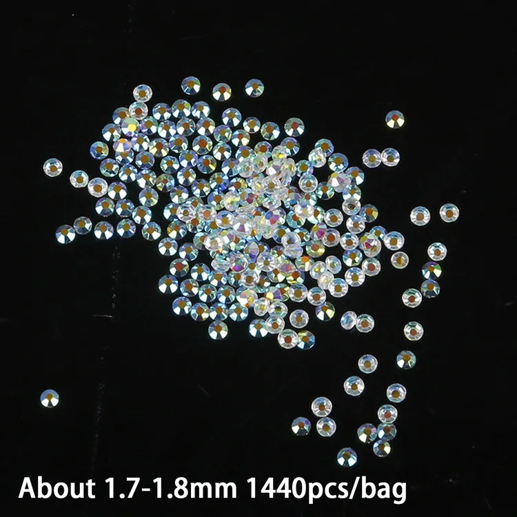 1.7-1.8mm 1440pcs 1440 шт прозрачные каменные SS3-SS30 разных размеров стеклянные прозрачные AB 3D Стразы для ногтей без горячей фиксации для рукоделия аксессуары для одежды - Цвет: 1.7-1.8mm 1440pcs
