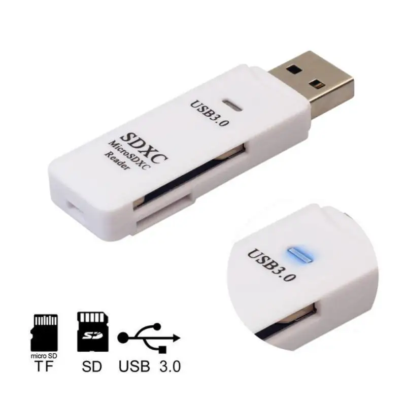 Высокое качество usb 3 0 мульти 2 в 1 кард ридер адаптер для SD/TF SD micro PC компьютера