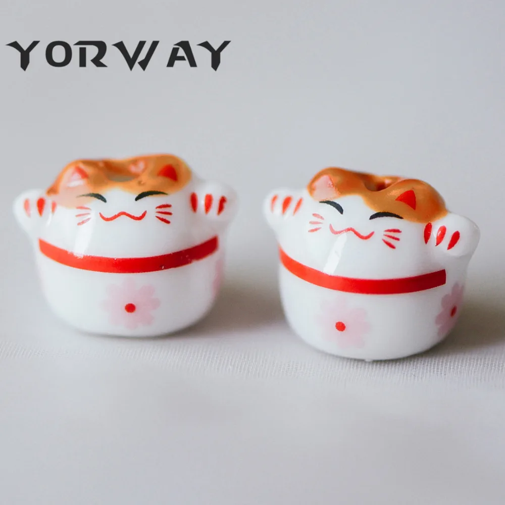 Фарфоровые бусины Lucky Cat 10 шт./лот 13x17 мм керамические ручной работы для Neko