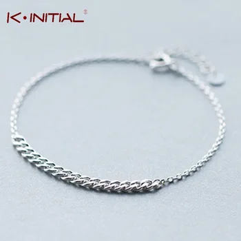 Kinitial, браслет с крестиком, бесконечные браслеты, подарок подружки невесты, 925 серебряные манжеты, двойные линии, браслеты для женщин, ювелирные изделия