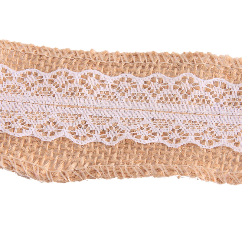 100*5cm Linen Lace with Natural Burlap Fabric Ribbon Rustic Home Wedding Decor Christmas Gift Wrap Packaging | Дом и сад