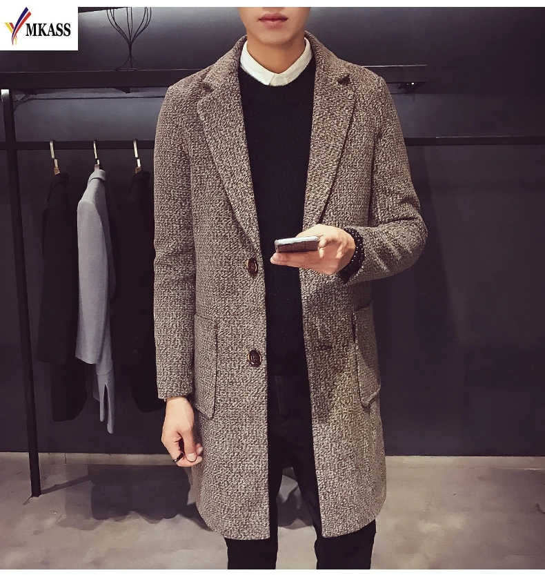 

Hot MKASS New Arrivals Autumn Winter Trench Coat Men Brand Clothing Fashion Mens Long Coat Cotton Male Overcoat M-3XL