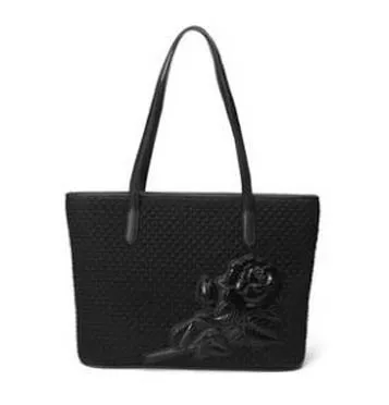 Pmsix shoulder bag female new fashion wild leather handbag female bag large capacity bag tote bag - Цвет: Black
