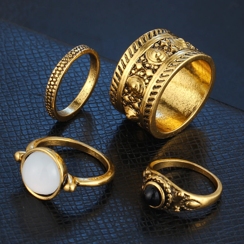 Женские и мужские кольца IF ME винтажные золотого цвета в стиле панк 4 шт./компл.|new