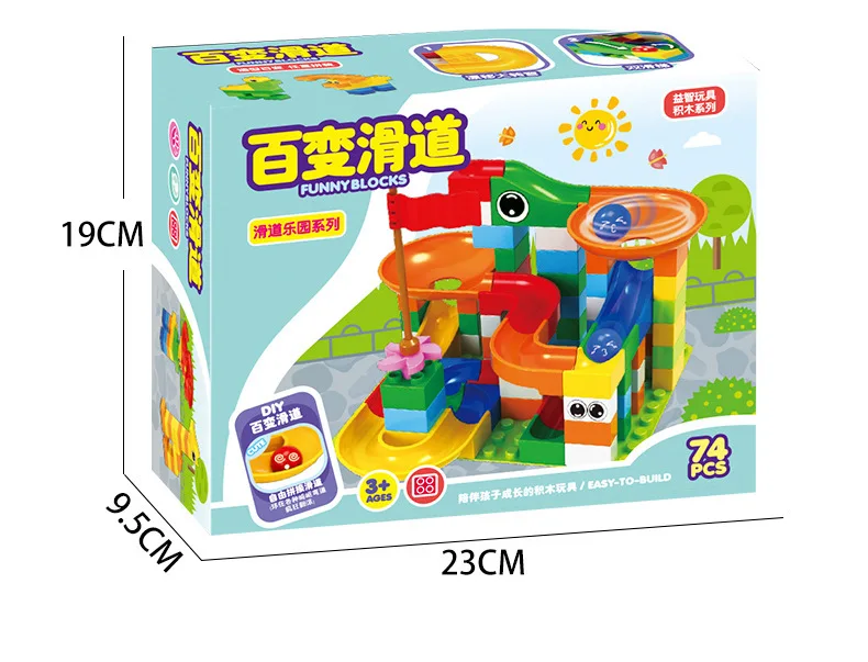 Dolle Knikkerbaan Duplo строительный блок совместимый счастливый высокий шар сто изменения слайд Строительный Блок Детские игрушки мраморный путь