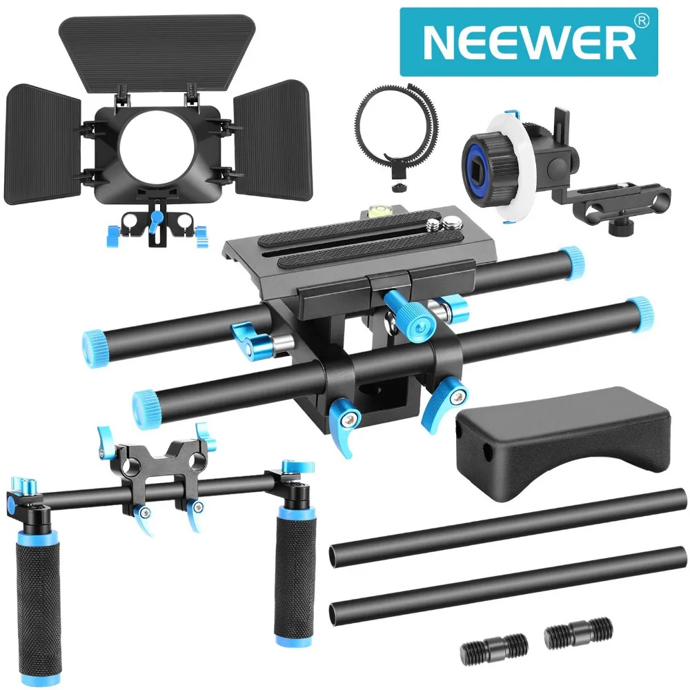 

Neewer Aluminum Alloy Film Movie Video Making System Kit for Canon Nikon Sony DSLR Cameras Camcorder:Shoulder Rig+Follow Focus