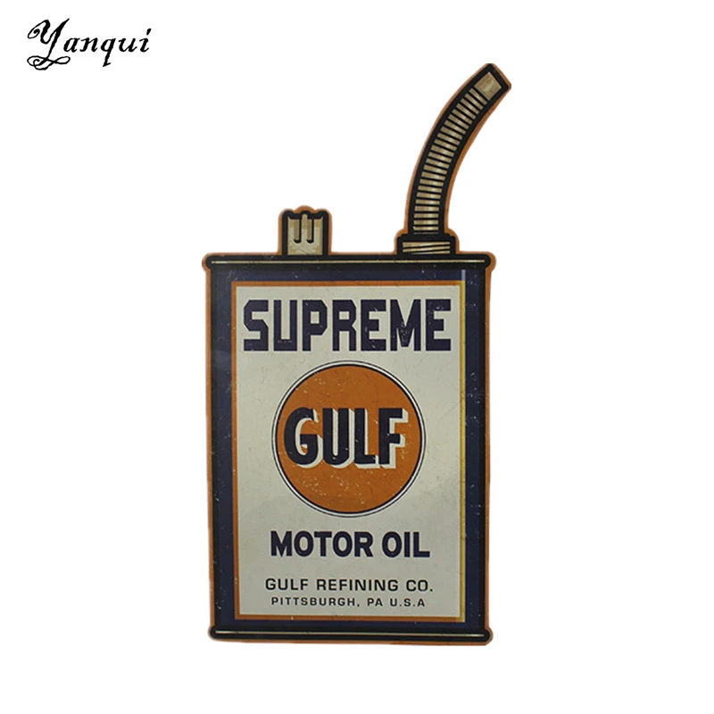 Supreme Галф моторная масляная металлическая настенная доска Ретро Нерегулярные