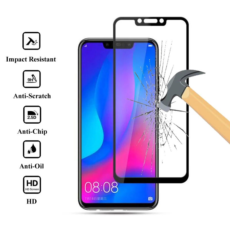 Закаленное стекло 9D с полным покрытием для Huawei Nova 2 2i 3 3i 3e 4 Защитная пленка экрана