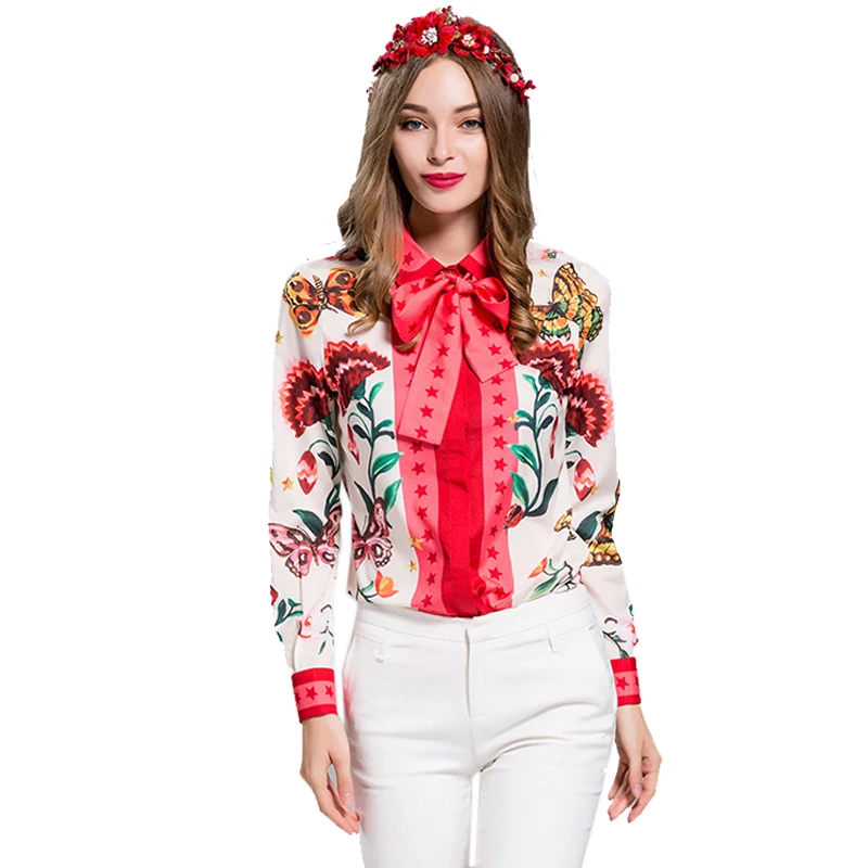 Женская винтажная блузка с длинным рукавом размера плюс XXXL принтом животных и