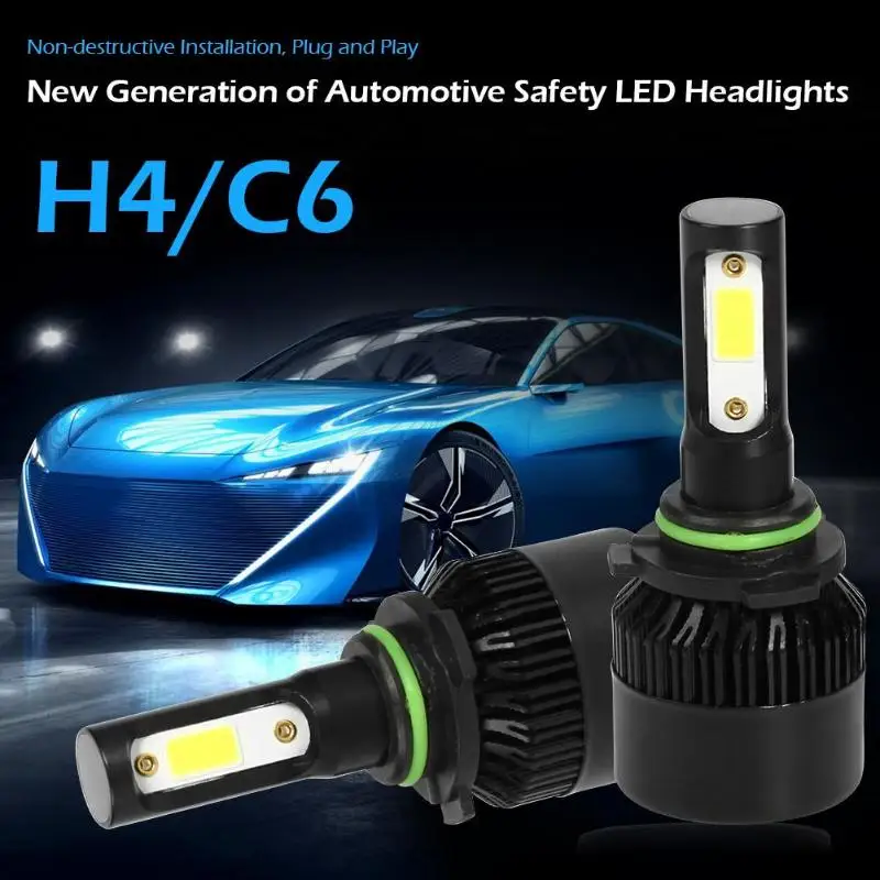 2 шт. светодиодный налобный фонарь S2 серия COB H1 / H11 H7 9005 9004/ 9006/ H13/ H4 /9007 8000
