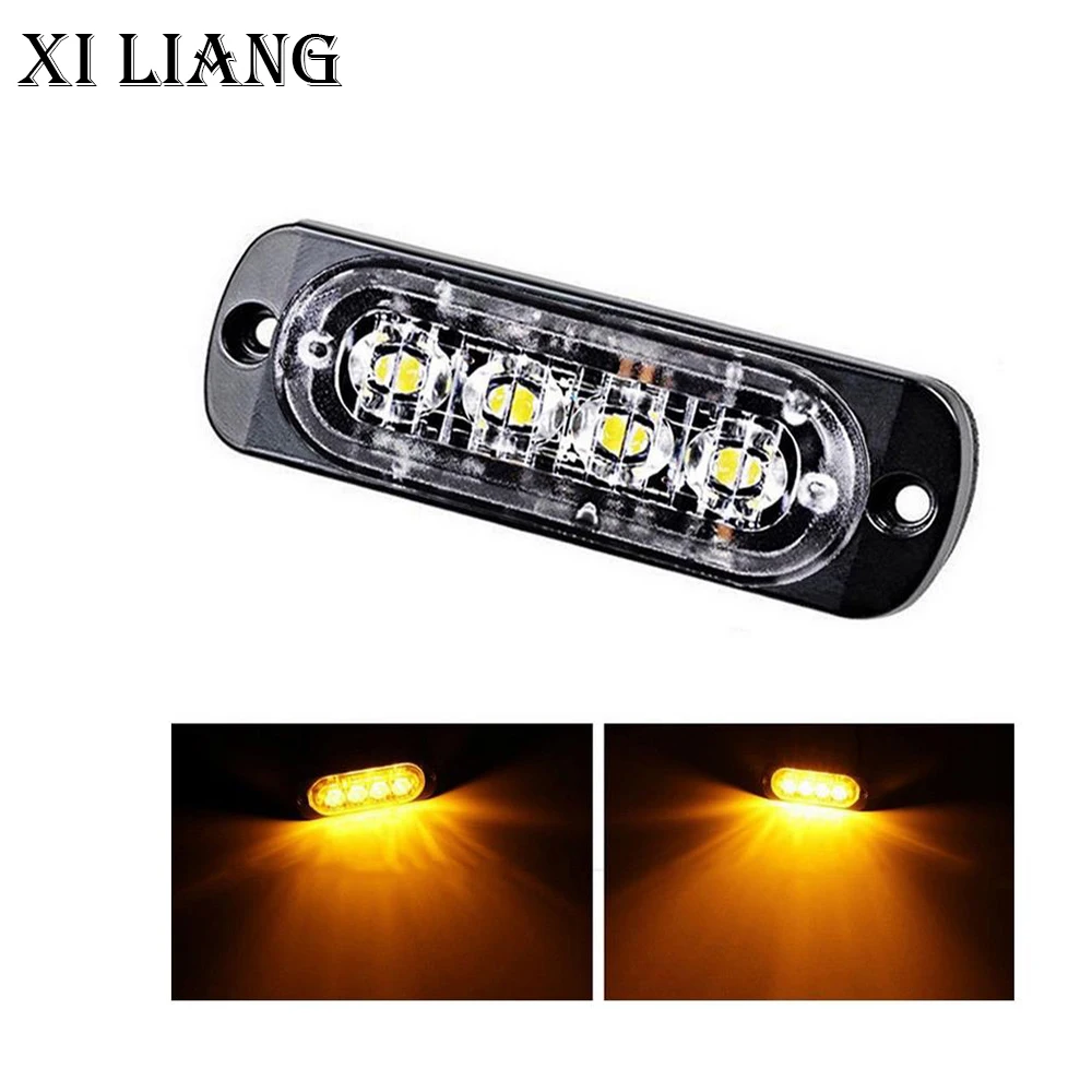 4 LED Strobe led Warning Light waterproof Breakdown Emergency Car Truck Beacon Lamp Amber Traffic warning | Автомобили и