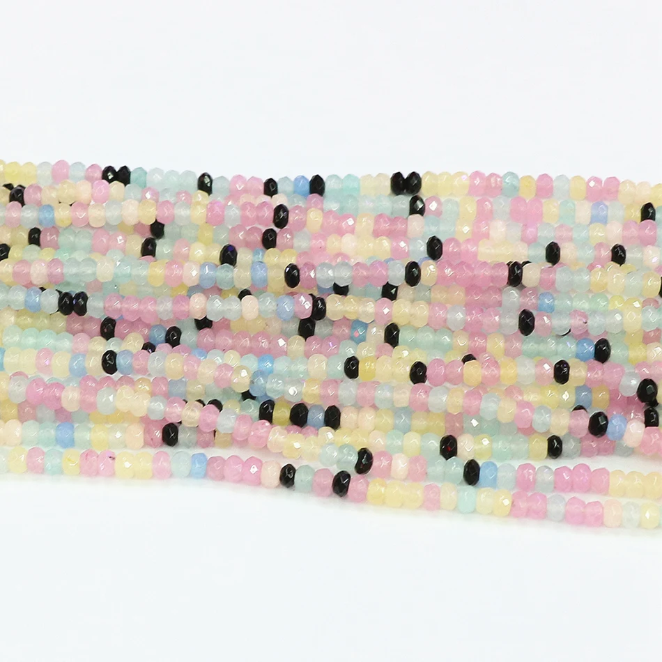 Разноцветные граненые шарики rondelle abacus chalcedony из натурального камня 2*4 мм