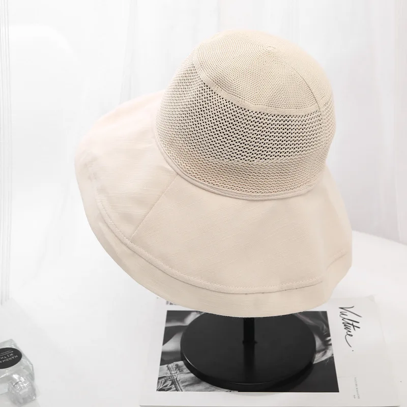 Шляпа от солнца женская большая шляпа рыбацкого цвета дышащая сетчатая стеганая