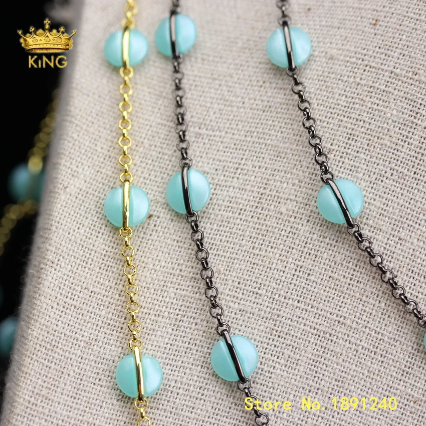

5meter Acrylic Chain Rosary Necklace,Turquoises Blue Acrylic Resin Coin Beaded Chains Making Bracelet Jewelry Body Chain ZJ324