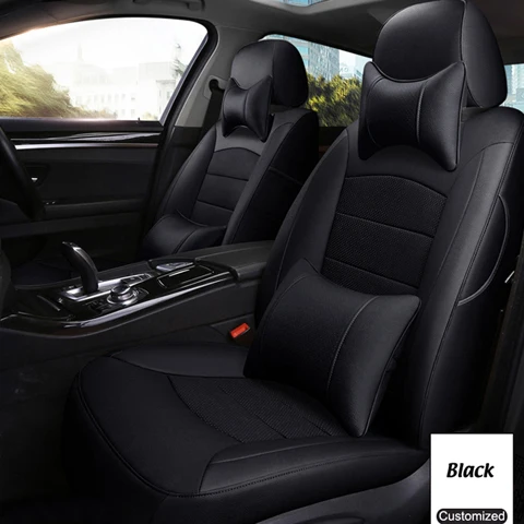 Black Ausftorer из воловьей кожи чехлы для сидений автомобиля Audi A5 трансформируемый чехол для сиденья искусственного кожаные автомобильные сиденья поддерживает протектор - Название цвета: Black