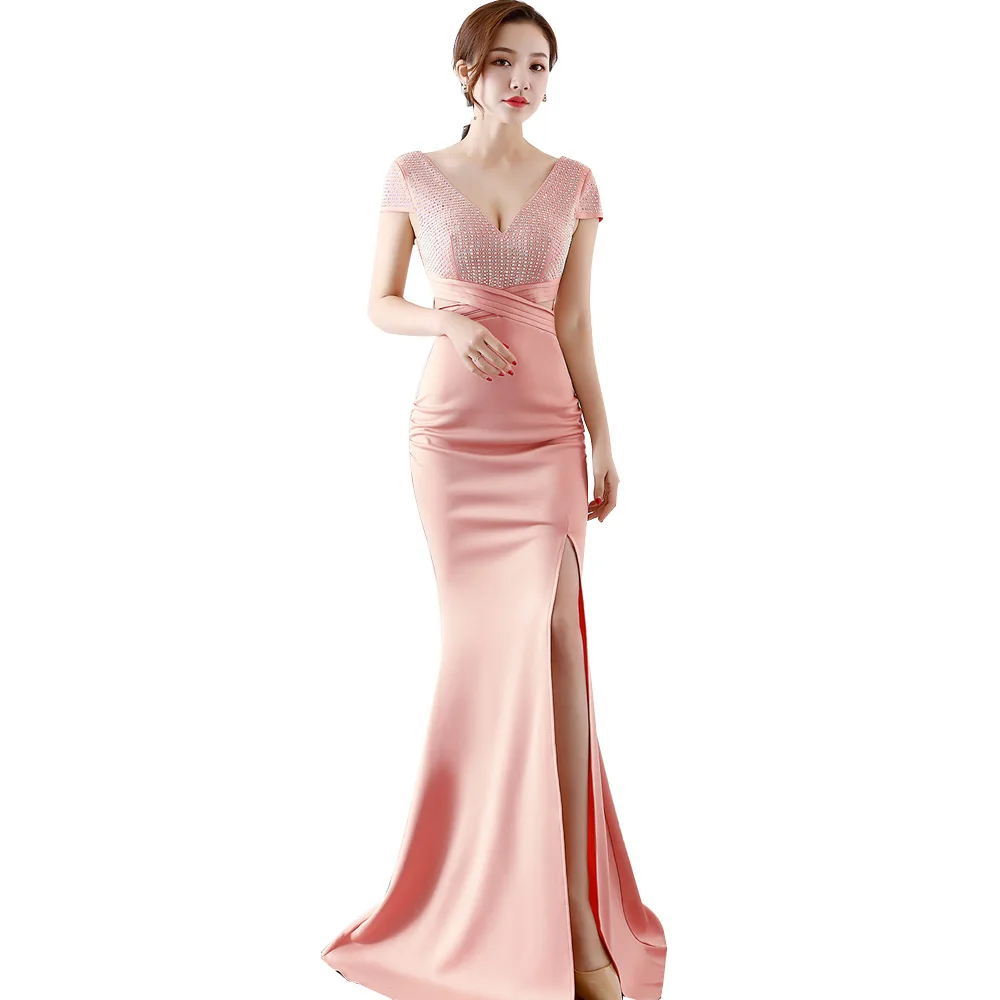 Роскошные Формальные Вечерние платья женские сексуальные сплит бриллианты
