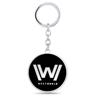 western world 2 second geometric round keychain pendants w letter logo key chains ornament