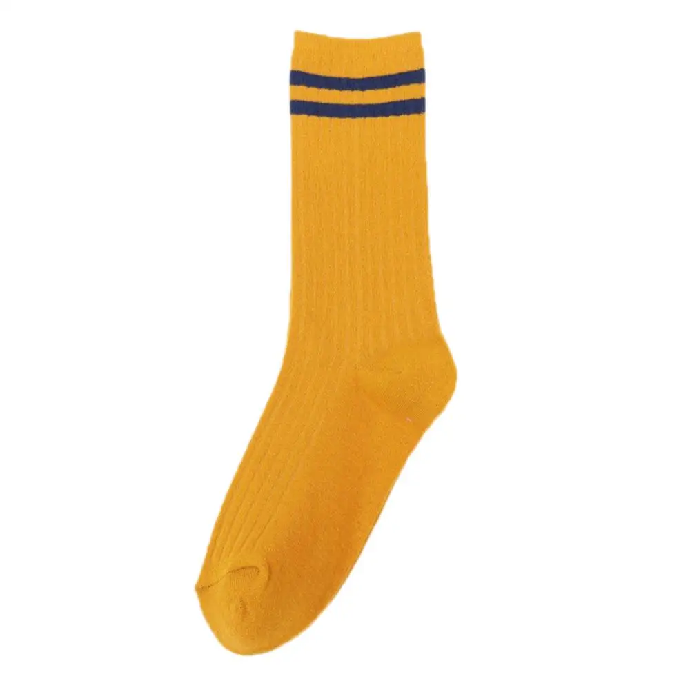 Yellow 1 пара, однотонные полосатые носки в Корейском стиле, унисекс, женские, Harajuku, полосатые, по щиколотку, Приятный хлопок, носки разных цветов - Цвет: Yellow