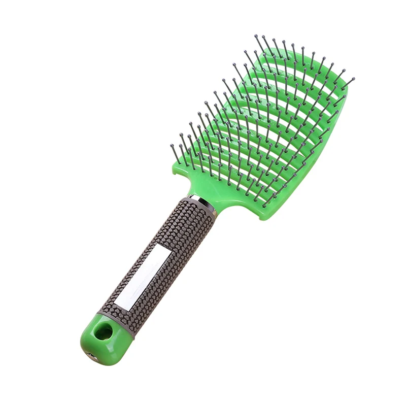 Green No Hair Массажная расческа для волос, расческа для волос, нейлоновая щетина, Женская влажная кудрявая расческа для волос, для салона, парикмахерские инструменты для укладки - Цвет: Green No Hair