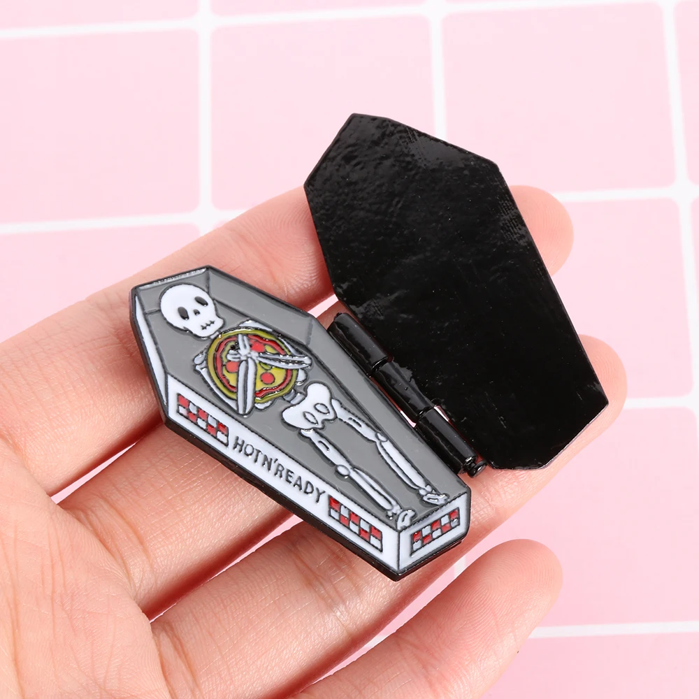 1 шт. Хэллоуин Openable гроб Скелет эмалированная брошь праздничная одежда Декор