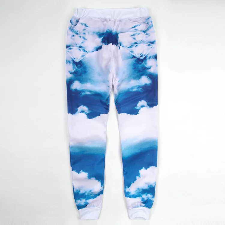 2016 3DPrint new trousers Hip Hop Pants blue sky and white cloud casual pants | Мужская одежда