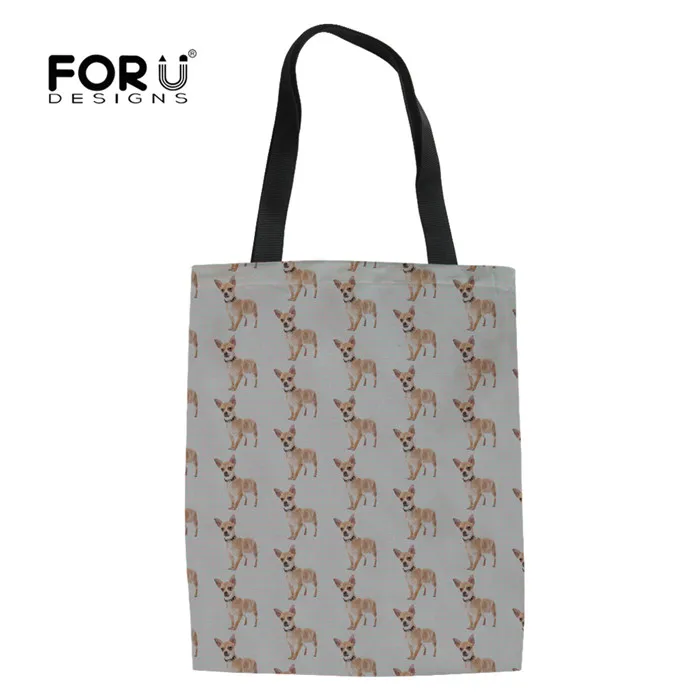 Y4109Z22 FORUDESIGNS/Симпатичные Чихуахуа печати для женщин Холст Tote хозяйственная сумка складная продуктовые многоразовые тканевые сумки для девочек модные сумки - Цвет: Y4109Z22