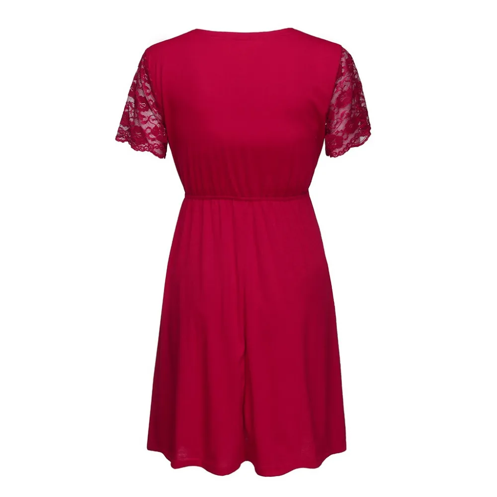 Платья для беременных кружевное однотонное платье Летняя Повседневная Ночная