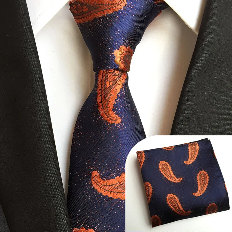 

Men Paisley Silk Tie Formal Party Wedding Necktie Handkerchief Set Holiday Gifts for Man