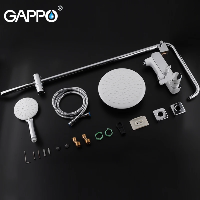 Смеситель для душа GAPPO латунный настенный кран хромированный и белый цвета Набор