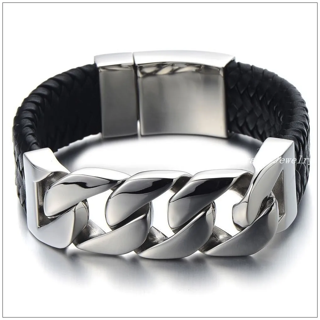 Мужской гладкий браслет из нержавеющей стали серебристый и золотой натуральной